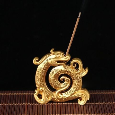 Creative Metal Xianglong Holder Antique Style Coiled Dragon Multi-Hole Stand Home Use Buddha Worship Zen Dragon-Shaped Incense Bur_maomaolike.com
