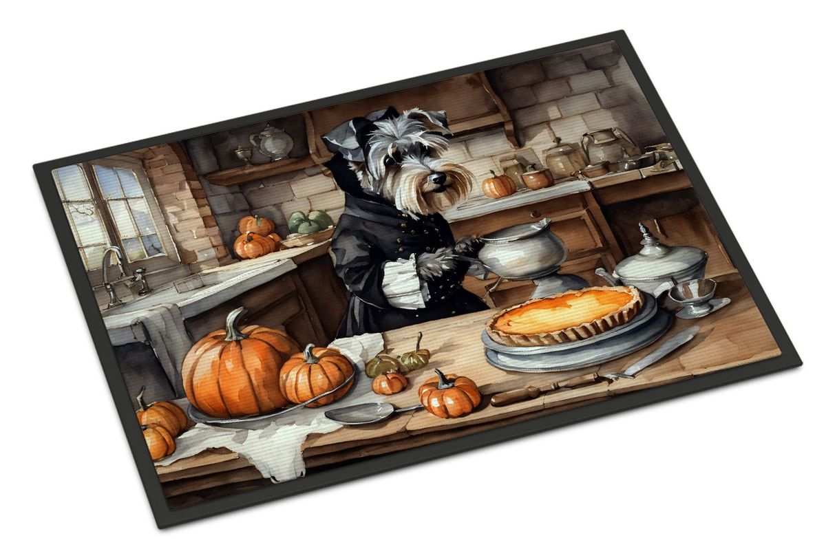 Schnauzer Fall Kitchen Pumpkins Doormat Front Door Mat Indoor Outdoor Rugs For Entryway, Non Slip Washable Low Pile, 24H X 36W_maomaolike.com