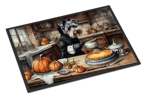 Schnauzer Fall Kitchen Pumpkins Doormat Front Door Mat Indoor Outdoor Rugs For Entryway, Non Slip Washable Low Pile, 24H X 36W_maomaolike.com