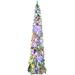 Tall Prelit Pencil Artificial Christmas Tree Holiday Décor With Snow Flocked Branches, Warm White Or Colorful LED Lights, Downswept Shape_maomaolike.com