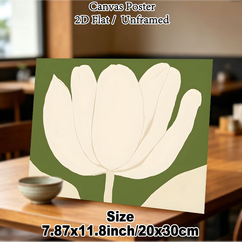 White Tulip Painting Poster, Minimalist Muted-tone Floral Poster, Soft Elegant Botanical Artwork, Ideal For Living Room, Bedroom And Office Decor_maomaolike.com