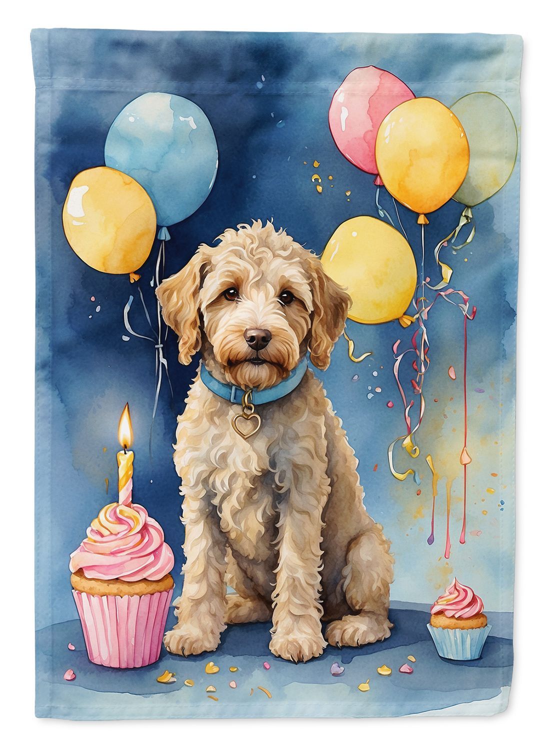 Labradoodle Happy Birthday House Flag Large Porch Sleeve Pole Decorative Outside Yard Banner Artwork Wall Hanging, Polyester, House Size, Multicolor_maomaolike.com