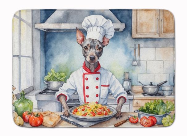 American Hairless Terrier The Chef Memory Foam Kitchen Mat Machine Washable Anti-Fatigue Mat Cushion Comfort Bath Mat Or Kitchen Rug_maomaolike.com