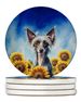 Chinese Crested In Sunflowers Large Sandstone Coasters Pack Of 4 Absorbent Round Coasters Decor Gifts For Men Or Women, 4 In, Multicolor_maomaolike.com