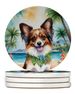 Papillon Luau Large Sandstone Coasters Pack Of 4 Absorbent Round Coasters Decor Gifts For Men Or Women, 4 In, Multicolor_maomaolike.com