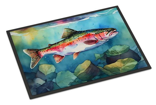 Rainbow Trout Doormat Front Door Mat Indoor Outdoor Rugs For Entryway, Non Slip Washable Low Pile, 24H X 36W_maomaolike.com