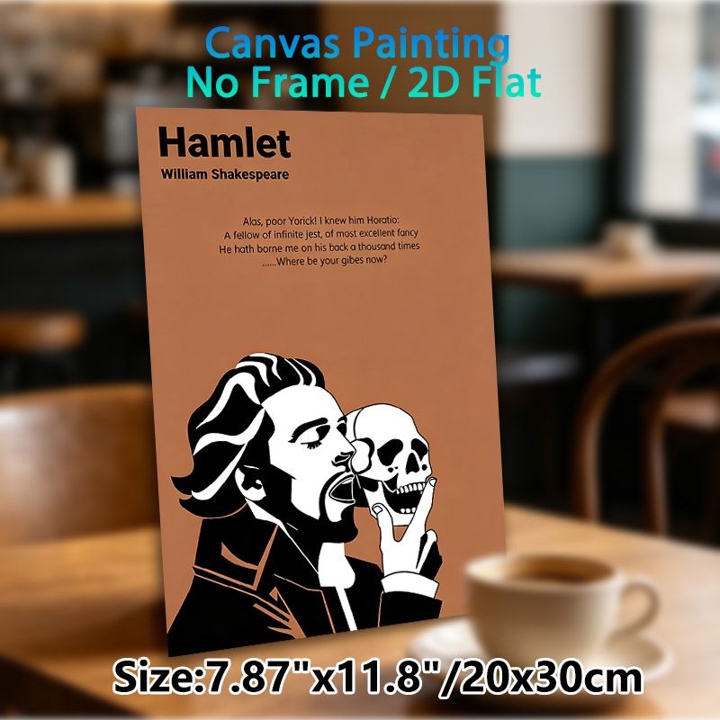 Hamlet Themed Painting Poster, Minimalist Graphic Style Poster, Classic Shakespearean Quote With Iconic Skull Scene, Sophisticated Literary Decor For_maomaolike.com