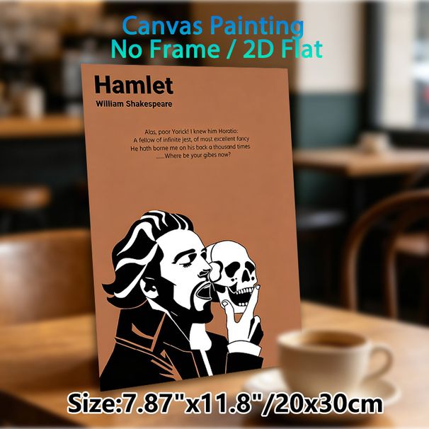 Hamlet Themed Painting Poster, Minimalist Graphic Style Poster, Classic Shakespearean Quote With Iconic Skull Scene, Sophisticated Literary Decor For_maomaolike.com