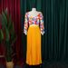Women's Clothing women's summer new fashion V neck printed top pleated long skirt two piece suit_maomaolike.com