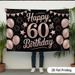 Rose Golden 60th Birthday Party Banner - 2D Flat Polyester Backdrop, Wall Hanging Photo Props, Party Decor_maomaolike.com