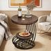 Round End Table, 2 Tiers Marble Side Table With Storage Shelf_maomaolike.com