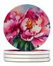 Peonies In Watercolor Large Sandstone Coasters Pack Of 4 Absorbent Round Coasters Decor Gifts For Men Or Women, 4 In, Multicolor_maomaolike.com