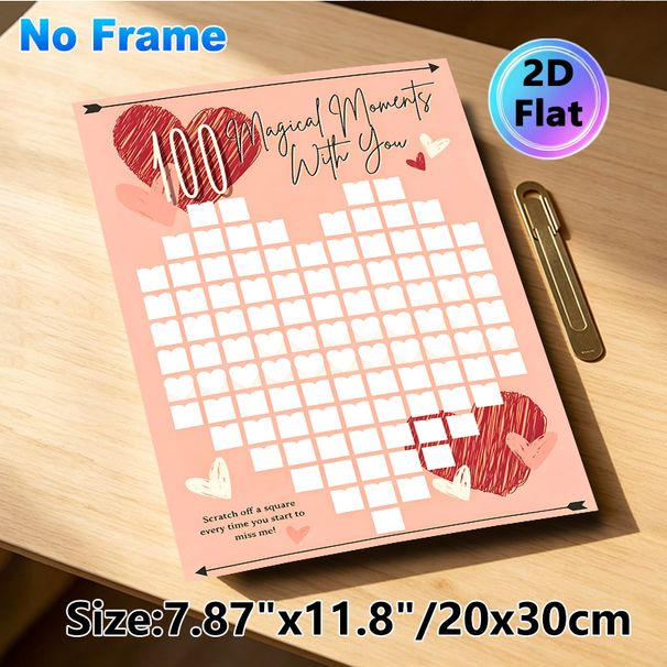 100 Magical Moments Love Themed Painting Poster, Soft Pink Romantic Heart Pattern Poster, Scratch-off Design To Record Sweet Shared Moments, Ideal For_maomaolike.com