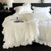 Wholesale INS French Skin-Friendly Soft Solid Color Washed Cotton Four-Piece Princess Style Ruched Ruffle Trim 4-Piece Set_maomaolike.com