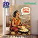 Roti Time Themed Painting Poster, Vibrant Vintage Comic Style Poster, Warm Cultural Indian Dining Scene, Ideal For Kitchen And Dining Area Decor_maomaolike.com