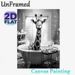 Giraffe Bathtub Themed Painting Poster, Monochrome Whimsical Animal Scene Poster, Playful Humorous Design, Ideal Wall Decor For Bathroom And Living_maomaolike.com