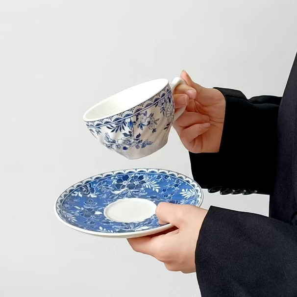 Vintage Blue And White Cups, Plates, Ceramics, Underglaze Color, Light Luxury, High Aesthetic Value, Household Afternoon Tea Cups, Coffee Cups_maomaolike.com