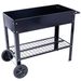 Products Elevated Mobile Raised Ergonomic Metal Planter Garden Bed For Backyard, Patio W/Wheels, Lower Shelf, Black_maomaolike.com