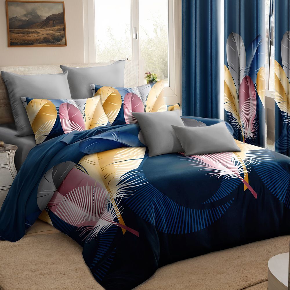 9 Piece In A Bag Thick Touch Bed Cover Curtain Set, Upgraded Luxury Bedspread Set, Bamboo Microfiber All Season Bedding-Set For Home, RV Beding, Boys And Girls Gifts With Gift Bag_maomaolike.com