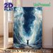 Parted Sea Religious Themed Painting Poster, Vivid Dramatic Surreal Ocean Waves Parted With Robed Figure Poster, Striking Atmospheric Artwork Ideal_maomaolike.com