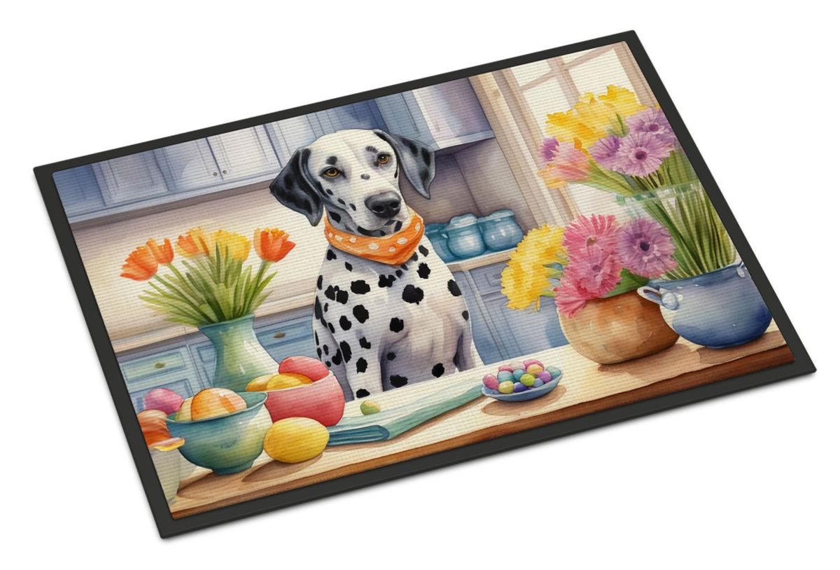 Decorating Easter Dalmatian Doormat Front Door Mat Indoor Outdoor Rugs For Entryway, Non Slip Washable Low Pile, 24H X 36W_maomaolike.com