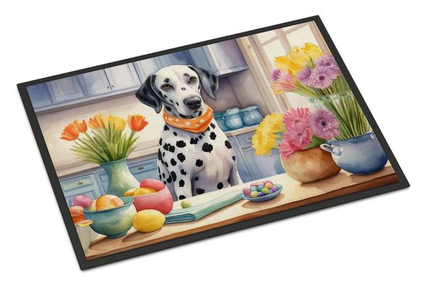Decorating Easter Dalmatian Doormat Front Door Mat Indoor Outdoor Rugs For Entryway, Non Slip Washable Low Pile, 24H X 36W_maomaolike.com