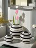 1pc Black And White Stripe Color Matching Ceramic Ball Vase Is Suitable For Small Fresh Style Design Scene Ornaments Flower Arrangement Vase_maomaolike.com