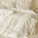 Wholesale INS Korean Skin-Friendly Soft Solid Color Washed Cotton Four-Piece Princess Style Ruffled Edge 4-Piece Set_maomaolike.com