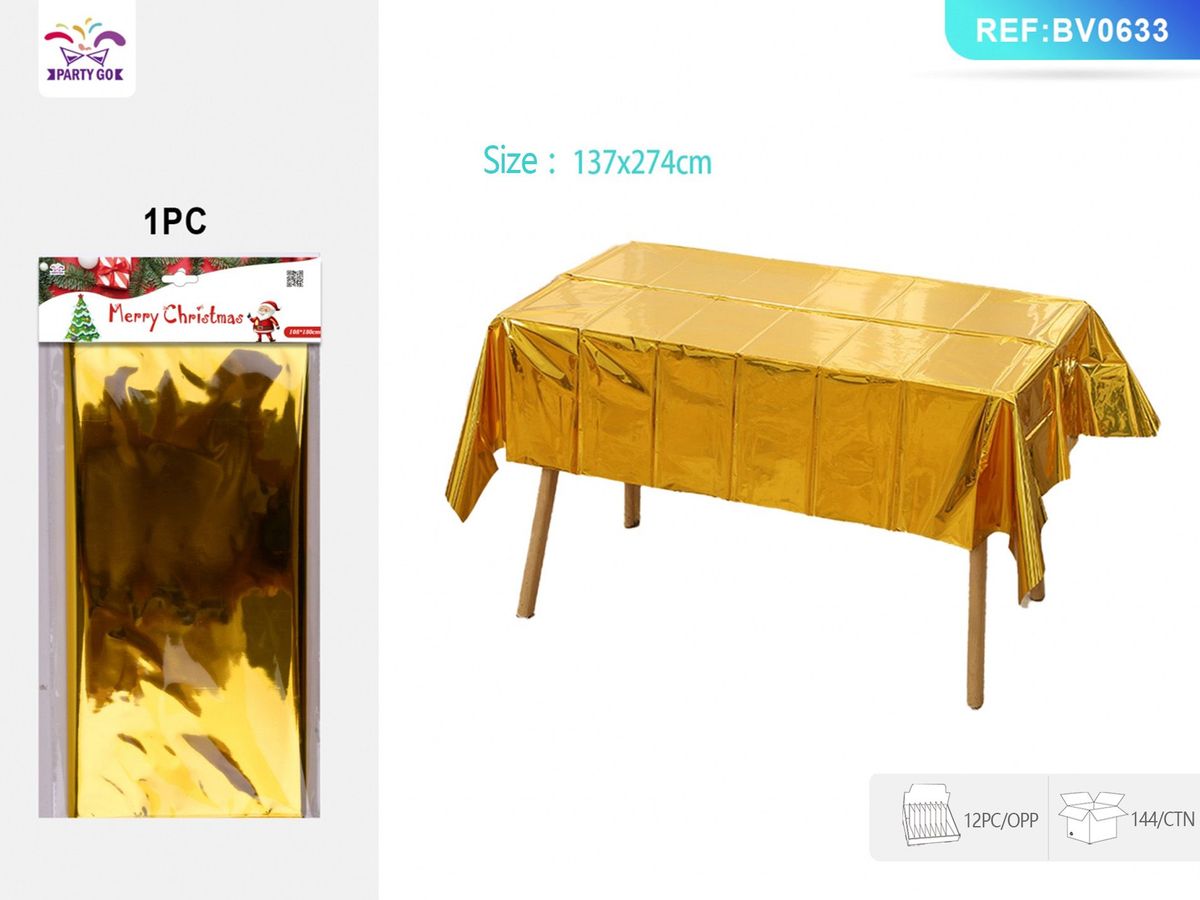 137 X 274cm Plastic Tablecloth Rectangle Table Covers Metallic Party Tablecloth Foil Table Cover For Birthday Wedding Christmas Gold 12PCS_maomaolike.com