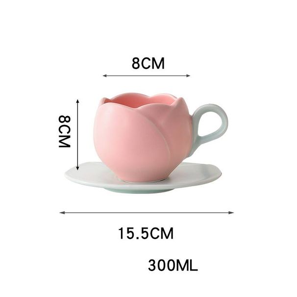 Retro Tulip Coffee Cup High Value Exquisite Flower Mug Cup Afternoon Tea Ceramic Cup And Saucer Set_maomaolike.com