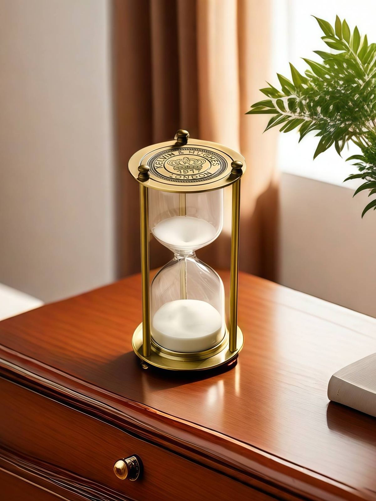 1pc Countertop Metal Material Hourglass Timer Retro Bronze Design Suitable For Office Desktop Decoration Ornament Hourglass_maomaolike.com