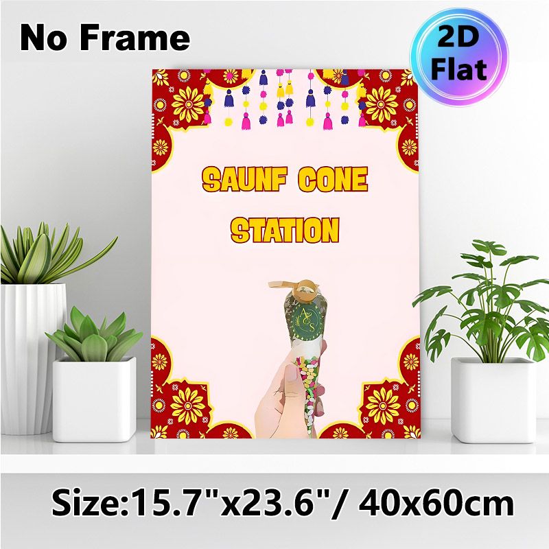 Indian Festive Saunf Cone Station Painting Poster, Colorful Traditional Ornamented Poster, Festive Decorative Piece Suitable For Cultural Gatherings_maomaolike.com