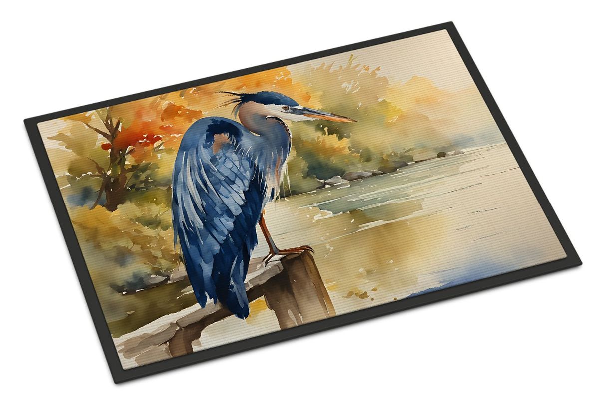 Blue Heron Doormat Front Door Mat Indoor Outdoor Rugs For Entryway, Non Slip Washable Low Pile, 24H X 36W_maomaolike.com