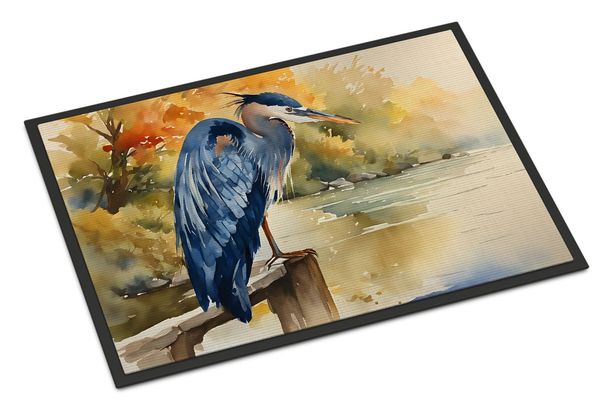 Blue Heron Doormat Front Door Mat Indoor Outdoor Rugs For Entryway, Non Slip Washable Low Pile, 24H X 36W_maomaolike.com