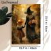 Autumn Witch Themed Painting Poster, Warm-toned Whimsical Forest Walk Scene Poster, Cozy Fall-inspired Artwork Ideal For Home Wall Decor And Halloween_maomaolike.com