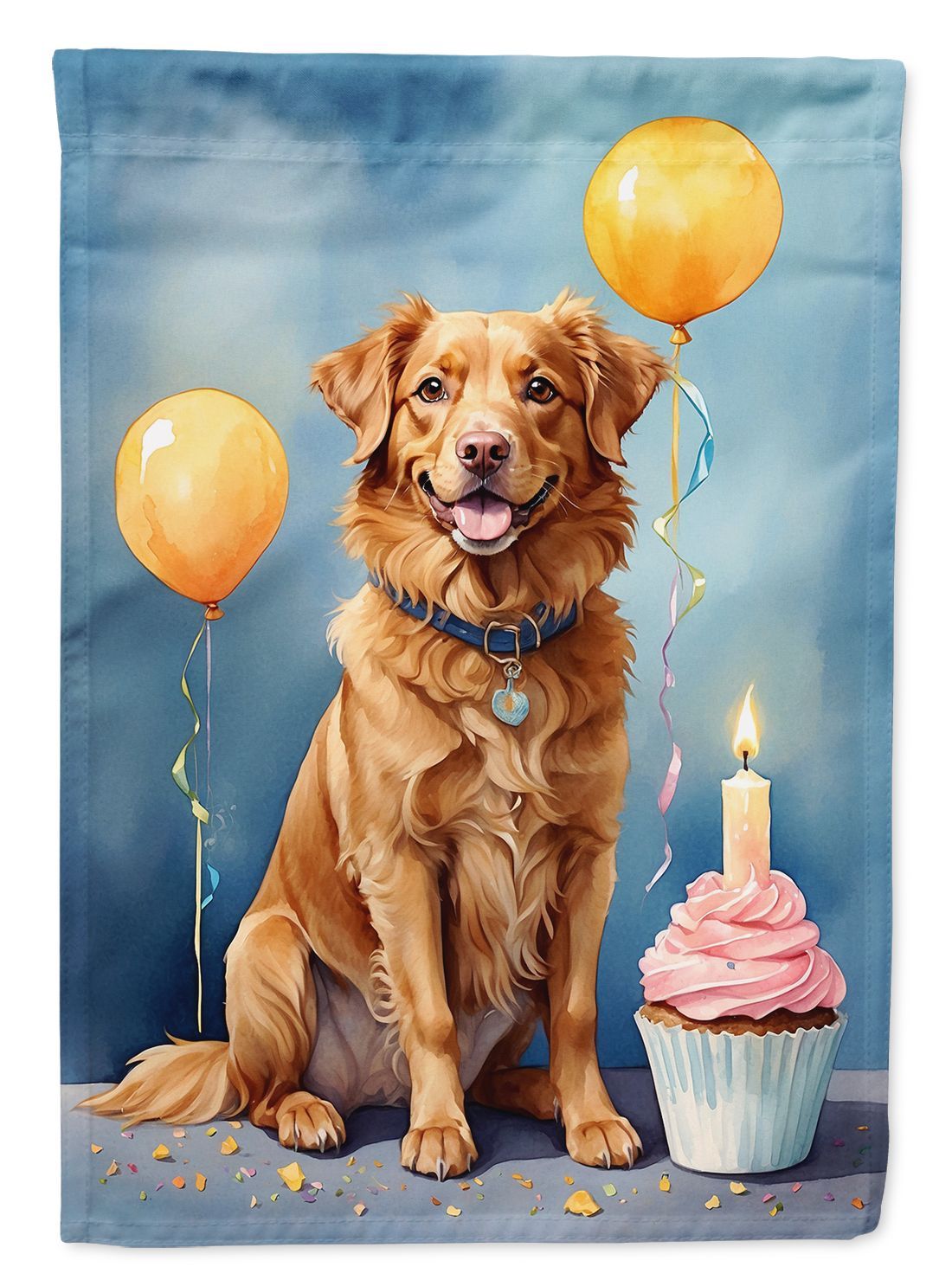 Nova Scotia Duck Tolling Retriever Happy Birthday House Flag Large Porch Sleeve Pole Decorative Outside Yard Banner Artwork Wall Hanging, Polyester, House Size, Multicolor_maomaolike.com