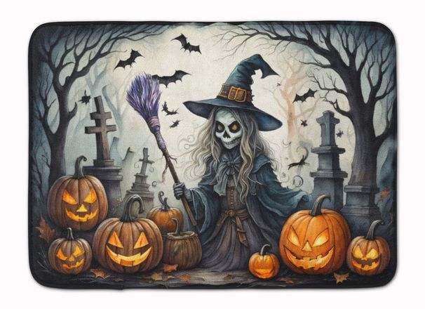 Witch Spooky Halloween Memory Foam Kitchen Mat Machine Washable Anti-Fatigue Mat Cushion Comfort Bath Mat Or Kitchen Rug_maomaolike.com