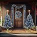 Pre-lit Xmas Tree Artificial Christmas 4-Piece Set,Garland, Wreath And Set Of 2 Entrance Trees X-mas With LED Lights, Christmas Tree_maomaolike.com
