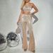 women's fashion sexy halter neck vest sequins slim fit flared trousers two-piece set_maomaolike.com