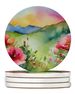 North Dakota Wild Prairie Roses In Watercolor Large Sandstone Coasters Pack Of 4 Absorbent Round Coasters Decor Gifts For Men Or Women, 4 In, Multicolor_maomaolike.com