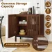 32" Buffet Sideboard Cabinet With 2 Doors, Farmhouse Storage Cabinet (Walnut + Black) With Adjustable Shelf_maomaolike.com