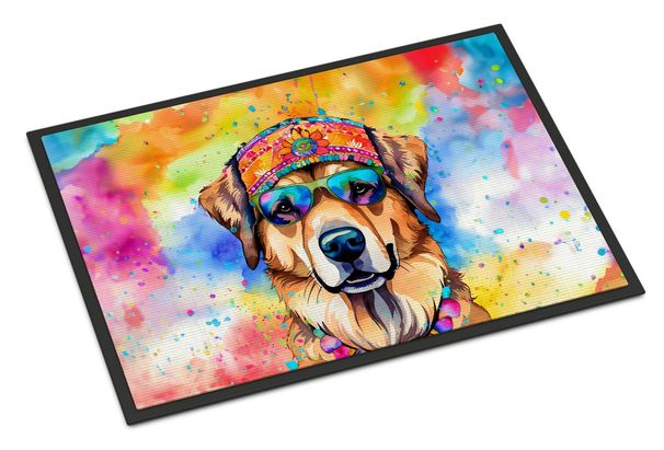 Hippie Dawg Doormat Front Door Mat Indoor Outdoor Rugs For Entryway, Non Slip Washable Low Pile, 24H X 36W_maomaolike.com