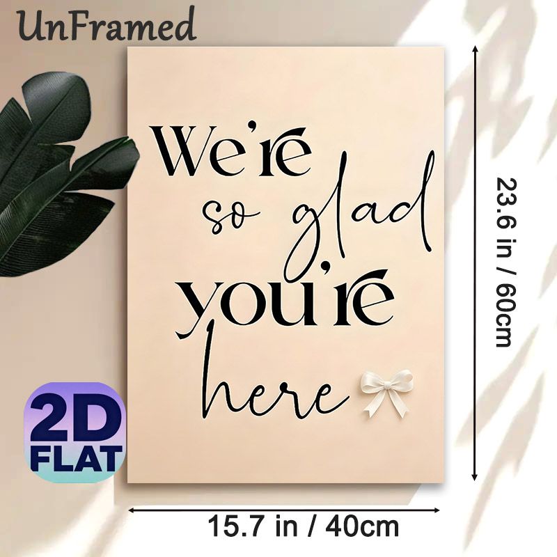 Welcome Quote Painting Poster, Elegant Mixed-font Calligraphic Text With Delicate Bow Accent Poster, Warm Welcoming Decor, Ideal For Entryway, Living_maomaolike.com