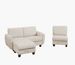 Beige White Corduroy Fabric Sofa With OTTOMAN_maomaolike.com