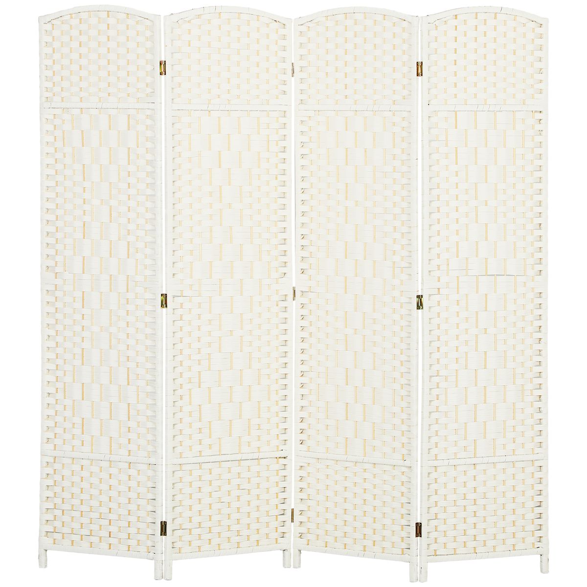 Folding Room Divider Screen 4 Panel 6 Tall Privacy Screen Freestanding Wood Partition For Home Office, White_maomaolike.com