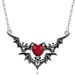 Gothic Punk Bat Wings And Heart-Shaped Resin Pendant Necklace - Dark Fantasy Style Alloy Chain, Halloween Gift For_maomaolike.com