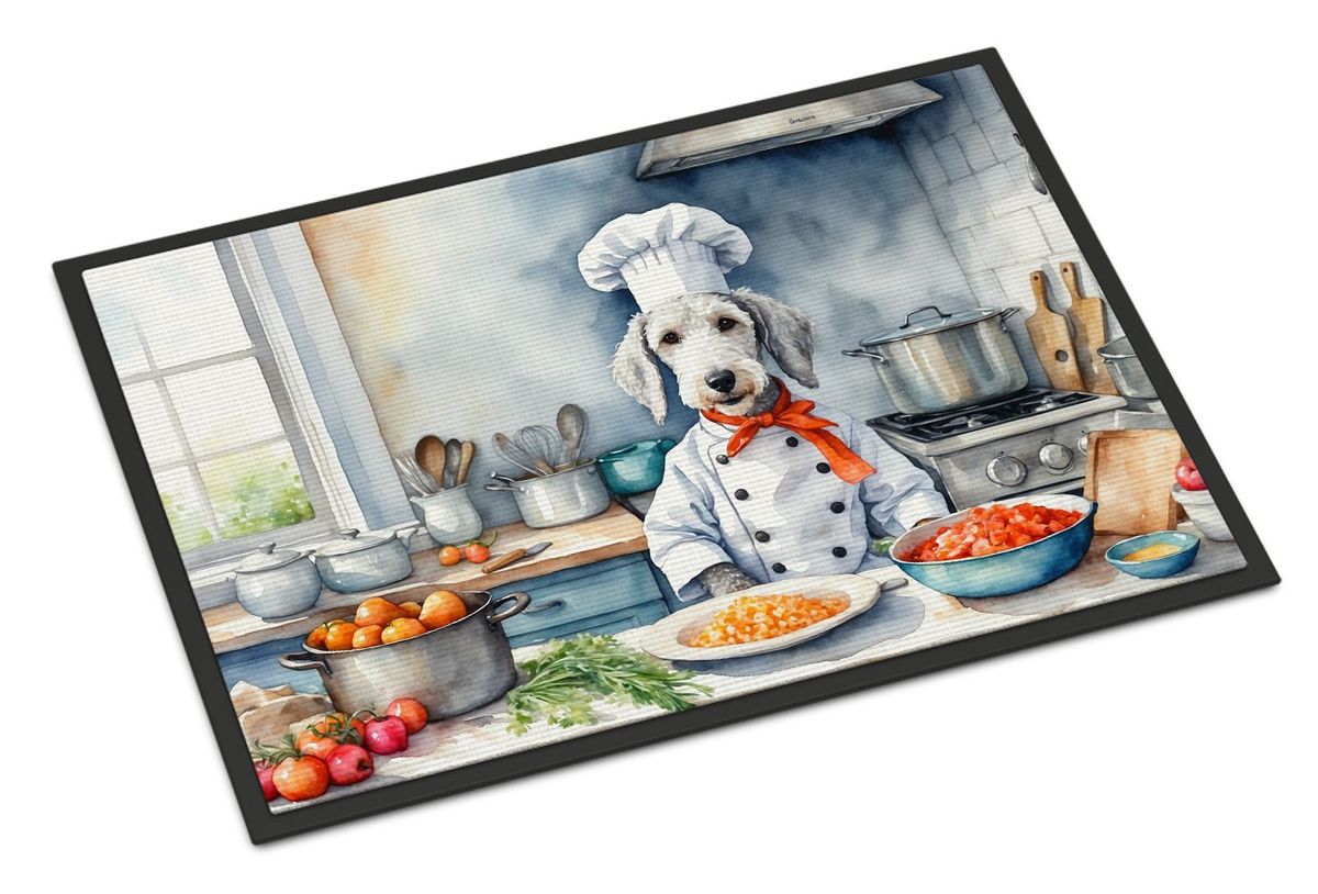 Bedlington Terrier The Chef Doormat Front Door Mat Indoor Outdoor Rugs For Entryway, Non Slip Washable Low Pile, 24H X 36W_maomaolike.com