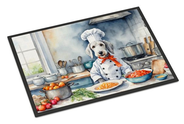 Bedlington Terrier The Chef Doormat Front Door Mat Indoor Outdoor Rugs For Entryway, Non Slip Washable Low Pile, 24H X 36W_maomaolike.com