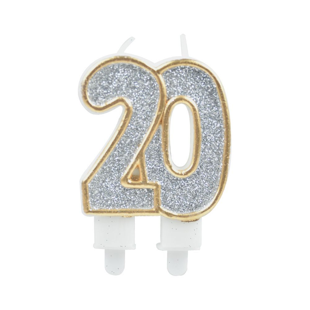 Birthday Candles Cake Numeral Candles Happy Birthday Cake Candles Topper Decoration For Birthday Wedding Anniversary Celebration Supplies (silver,20th)_maomaolike.com