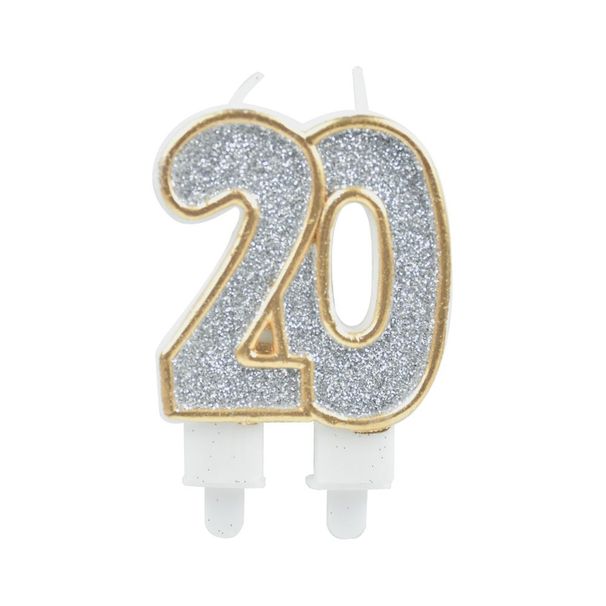 Birthday Candles Cake Numeral Candles Happy Birthday Cake Candles Topper Decoration For Birthday Wedding Anniversary Celebration Supplies (silver,20th)_maomaolike.com